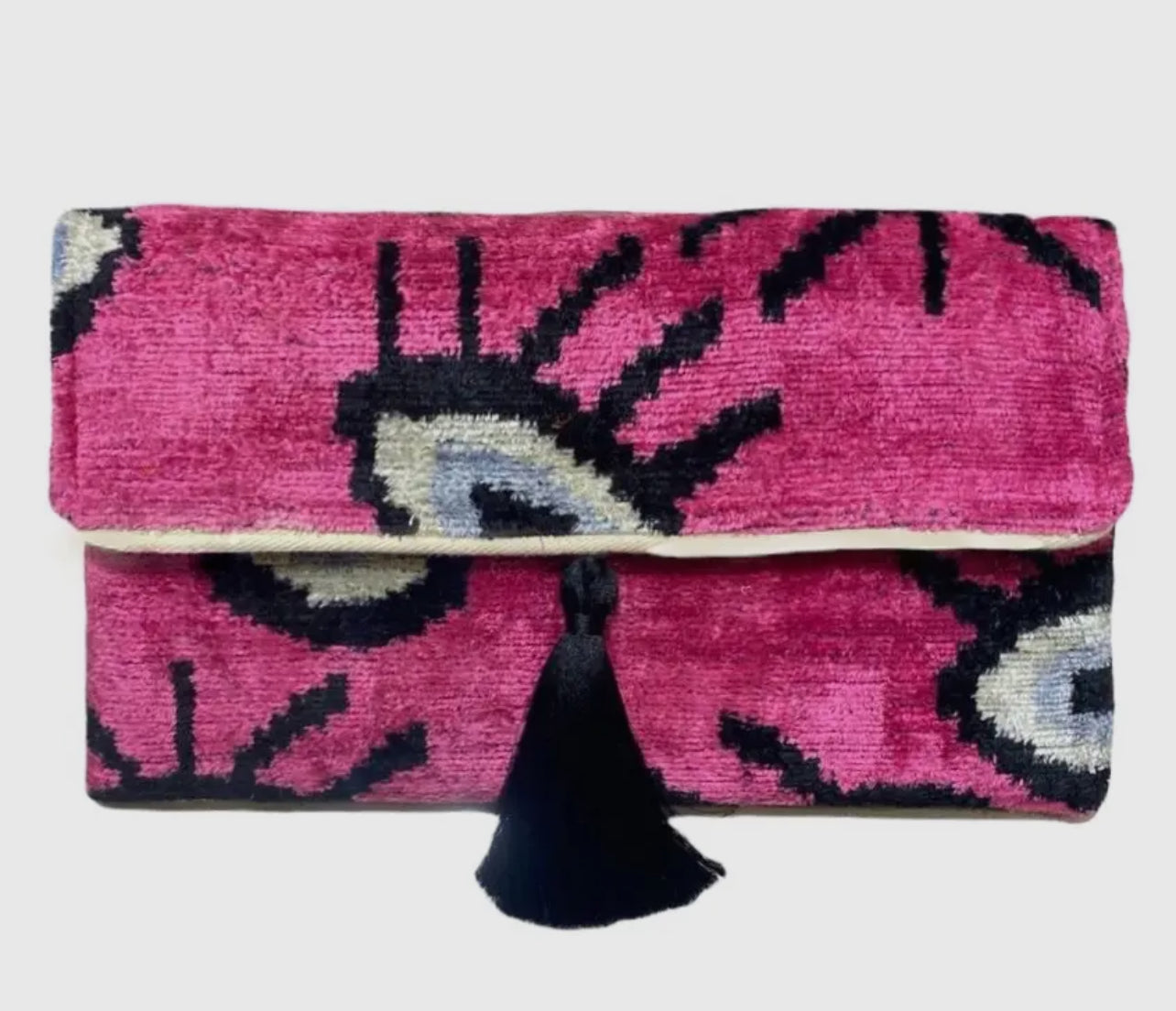 Silk Velvet Ikat Clutch