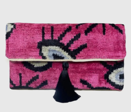 Silk Velvet Ikat Clutch