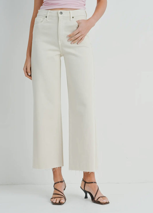 Oatmeal Scissor Cut Wide Leg Jean