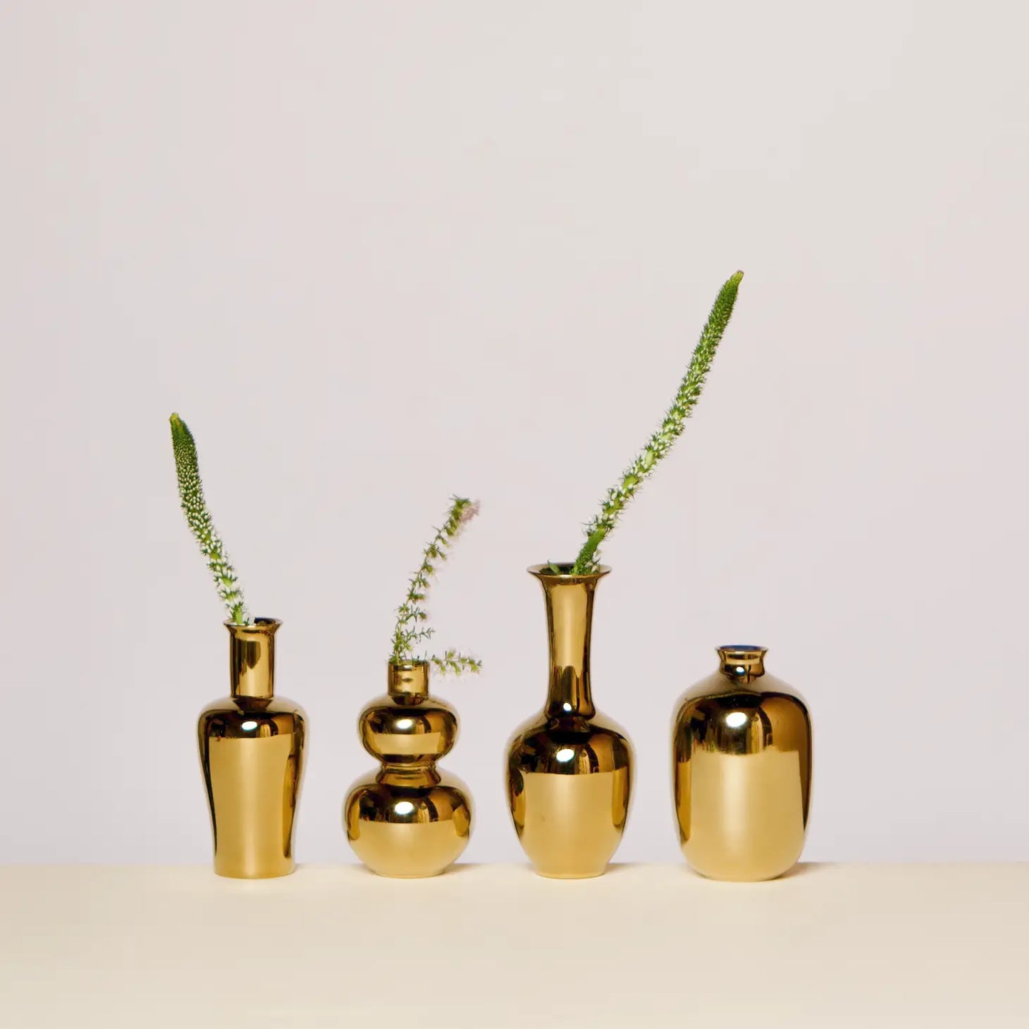 Metallic Gold Porcelain Mini Vases